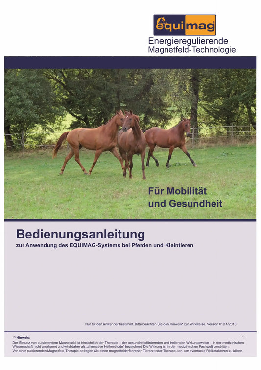 Bedienungs-anleitung Steuergerät equimag-2 und Applikatoren (PDF-Download)